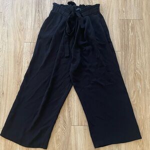 Zara Women’s Size M  Black Wide-Leg Pants Tie Waist Crop